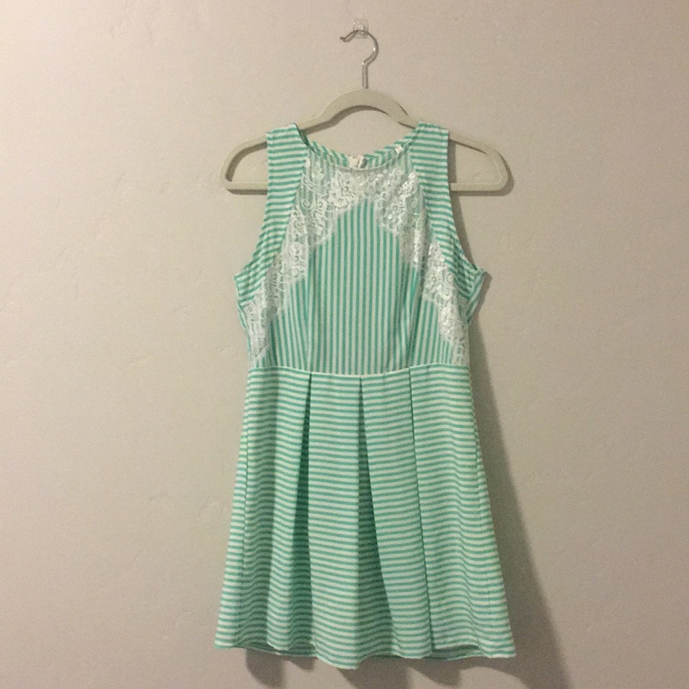Mint Green and White striped dress